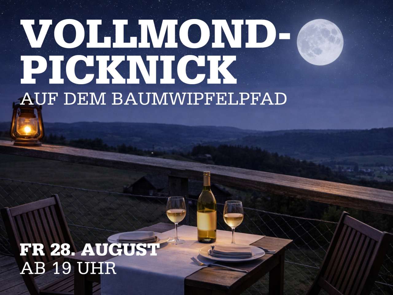 Einzigartiges Mond-Picknick auf dem Baumwipfelpfad