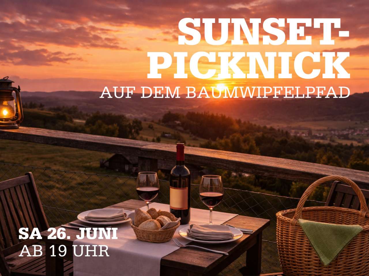 Sunset-Picknick auf dem Baumwipfelpfad